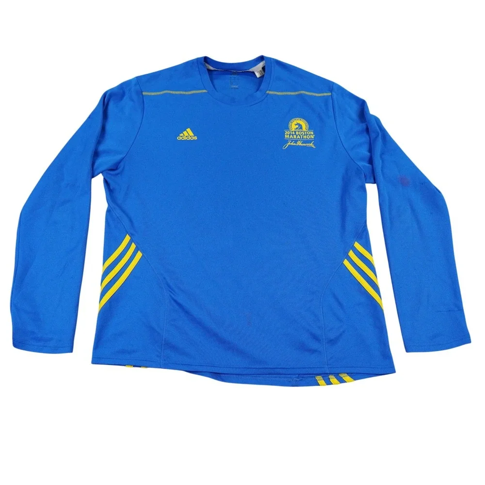 Adidas 2017 Boston Marathon Jacket 2014 Shirt Lot Mens Large Blue Unicorn Logo